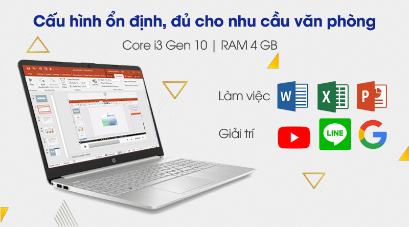 Laptop HP 15s fq1111TU i3 1005G1/4GB/256GB/Win10 (193R0PA)