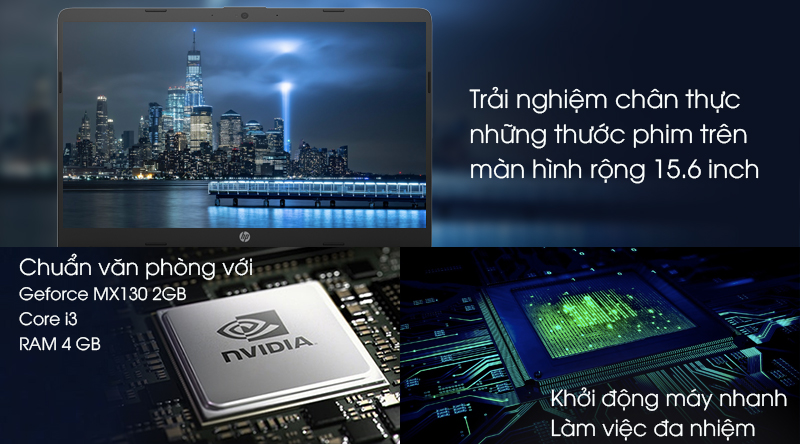 Laptop HP 15s du2050TX i3 1005G1/4GB/256GB/2GB MX130/Win10 (1M8W2PA)