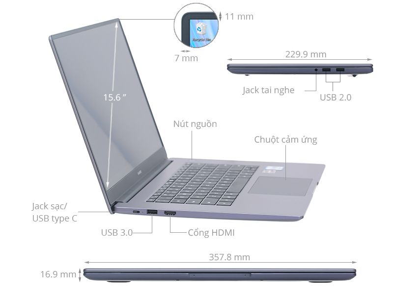 Huawei MateBook D 15 R5 3500U 8GB/256GB+1TB/Win10 (Boh-WAQ9R)