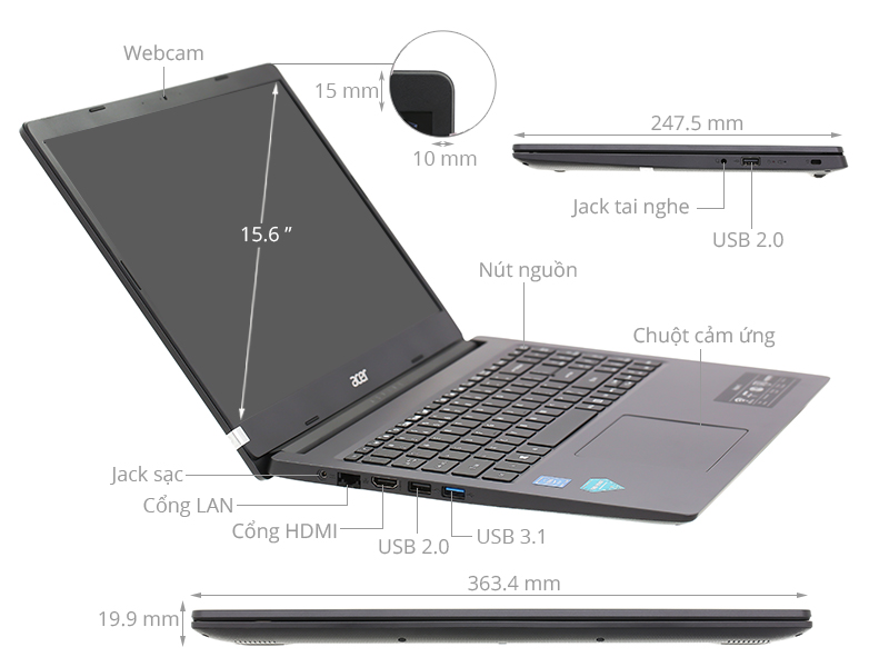 Acer Aspire 3 A315 34 P26U N5030/4GB/256GB/Win10 (NX.HE3SV.00H)