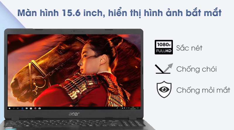 Laptop Acer Aspire 3 A315 56 36YS hiển thị sắc nét 