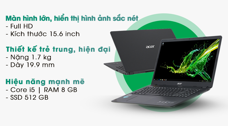 Acer Aspire 3 A315 56 58EB i5 1035G1 (NX.HS5SV.00B) trả góp