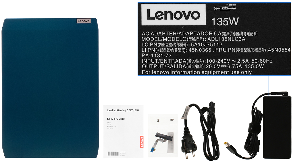 Bộ sản phẩm gồm: Dây nguồn, Sách hướng dẫn, Thùng máy, Cáp ( KIT nâng cấp HDD ) , Sạc Laptop Lenovo