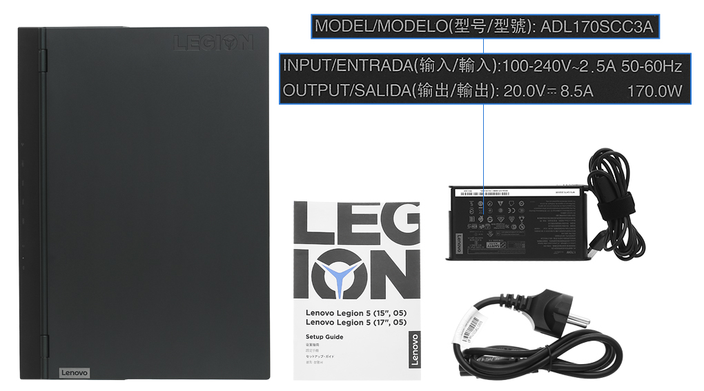 Bộ sản phẩm gồm: Dây nguồn, Sách hướng dẫn, Thùng máy, Sạc Laptop Lenovo