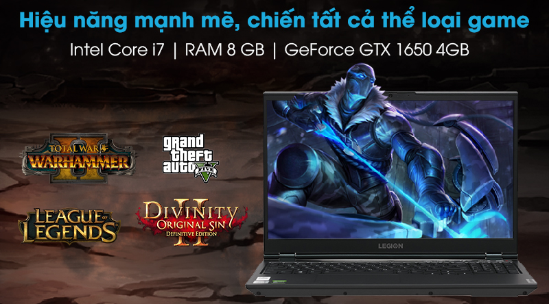 Laptop Lenovo Legion 5 Gaming 15IMH05 i7 10750H/8GB/256GB+1TB/120Hz/4GB GTX1650/Win10 (82AU0051VN)