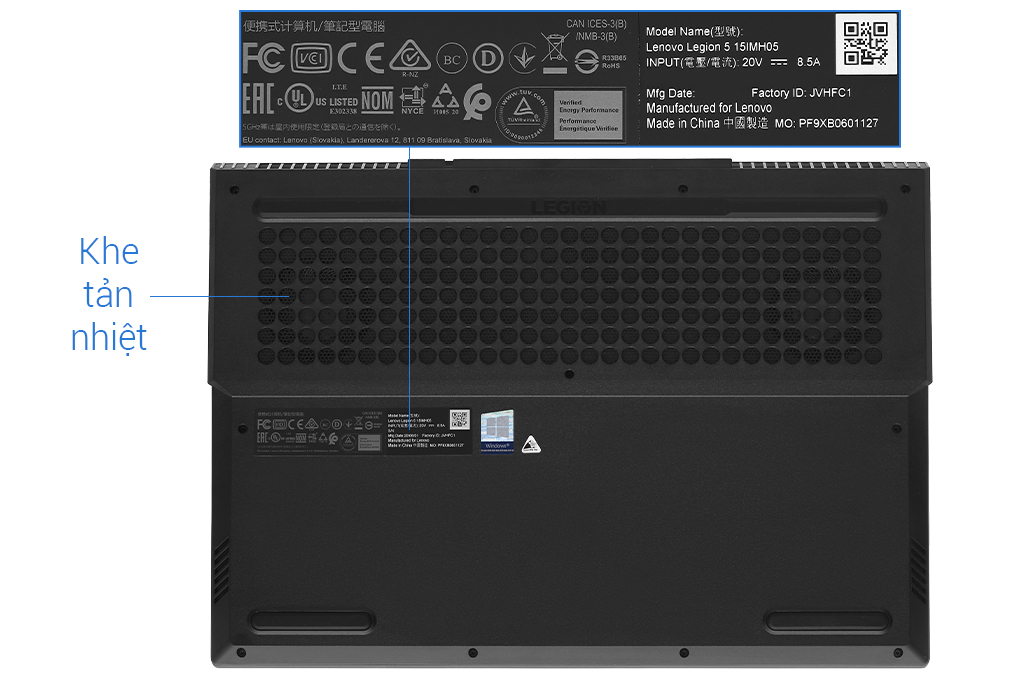 Laptop Lenovo Legion 5 Gaming 15IMH05 i7 10750H/8GB/256GB+1TB/120Hz/4GB GTX1650/Win10 (82AU0051VN) Màu Đen