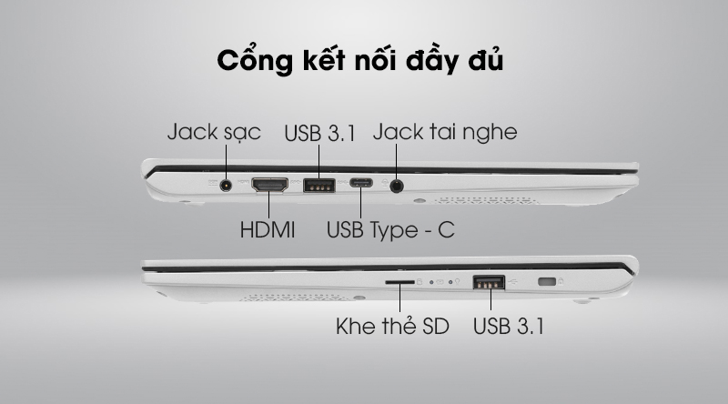 Asus VivoBook A412FA i3 10110U/4GB/512GB/Win10 (EK1175T) - Kết nối
