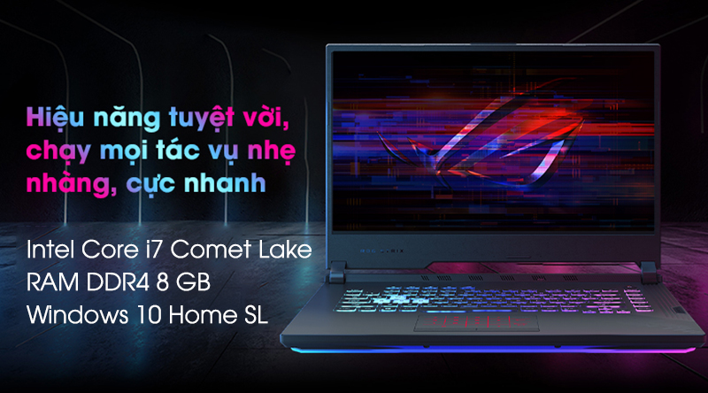 Laptop Asus Gaming Rog Strix G512 i7 10750H/8GB/512GB/144Hz/4GB GTX1650Ti/Win10 (IAL001T)