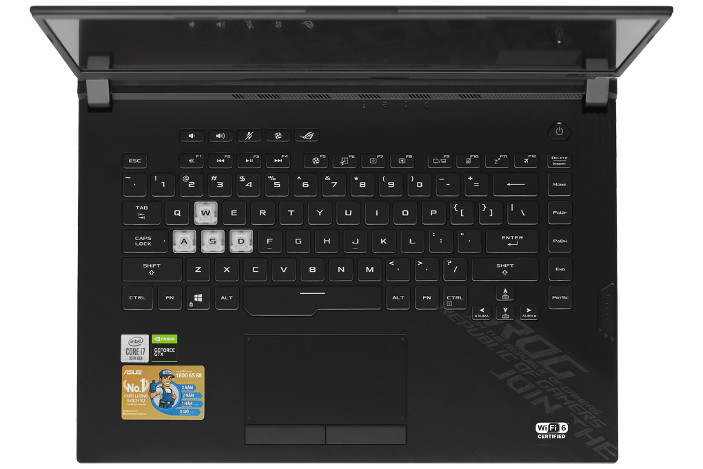 Laptop Asus Gaming Rog Strix G512 i7 10750H/8GB/512GB/144Hz/4GB GTX1650Ti/Win10 (IAL001T) Màu Đen
