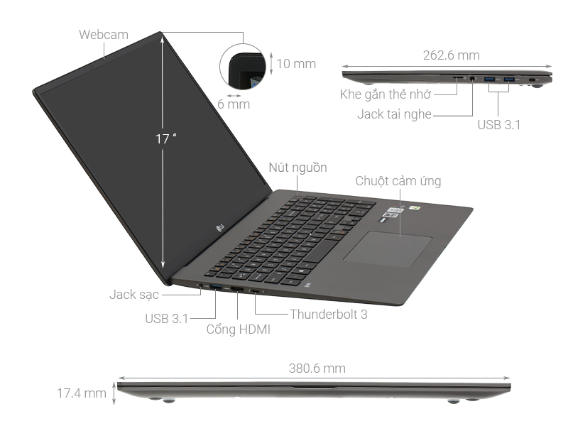 LG Gram 17  i7 1065G7/8GB/512GB/Win10 (17Z90N-V.AH75A5)