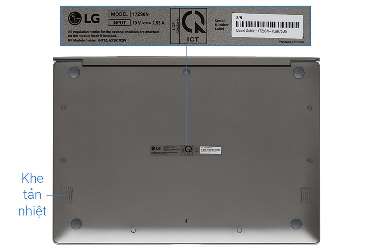 Laptop LG Gram 17  i7 1065G7/8GB/512GB/Win10 (17Z90N-V.AH75A5) Màu Xám