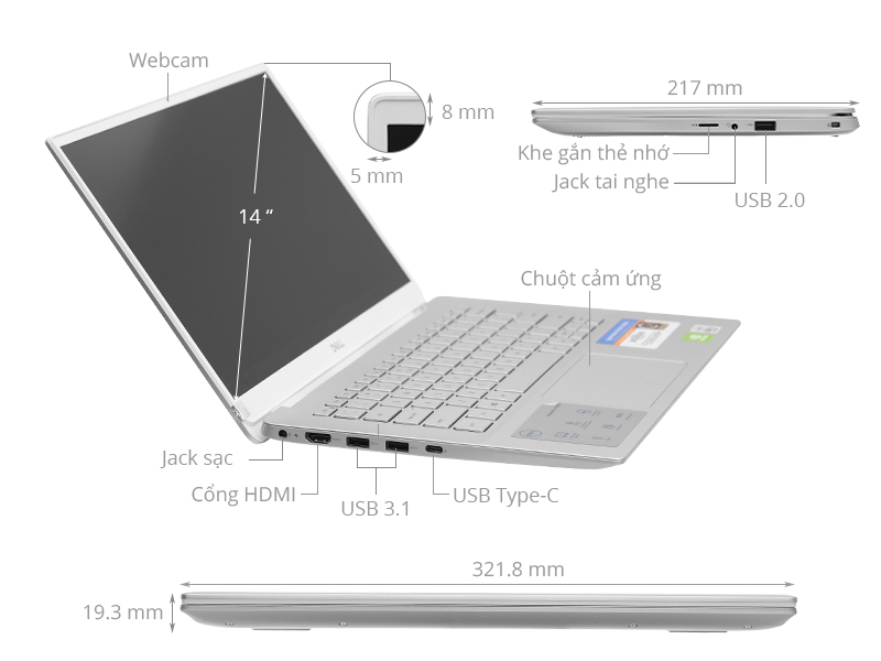 Dell Inspiron 5490 i5 10210U/8GB/512GB/2GB MX230/Win10 (FMKJV1)