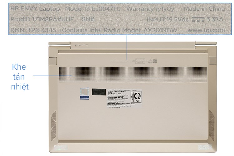 Laptop HP Envy 13 ba0047TU i7 1065G7/8GB/512GB/Office H&S2019/Win10 (171M8PA) Màu Vàng