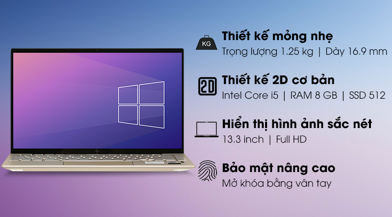 Laptop HP Envy 13 ba0046TU i5 1035G4/8GB/512GB/Office H&S2019/Win10 (171M7PA)