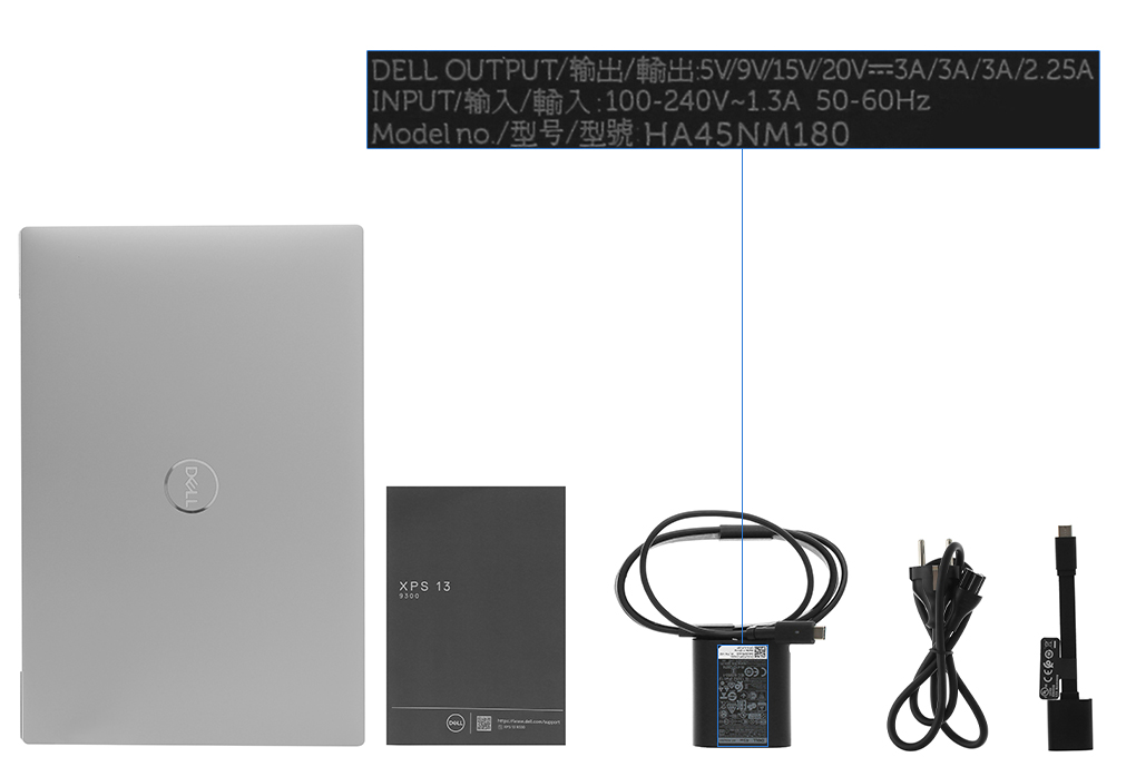 Bộ sản phẩm gồm: Dây nguồn, Sách hướng dẫn, Thùng máy, Cáp ( Type C to USB ) , Sạc Laptop Dell