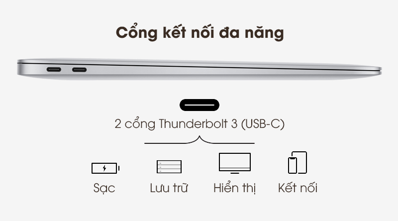Laptop Apple Macbook Air 2020 i5 (Z0YJ) | Cổng Thunderbolt 3 với tốc độ cao Laptop Apple Macbook Air 2020 i5 (Z0YJ) | Cổng Thunderbolt 3 với tốc độ cao