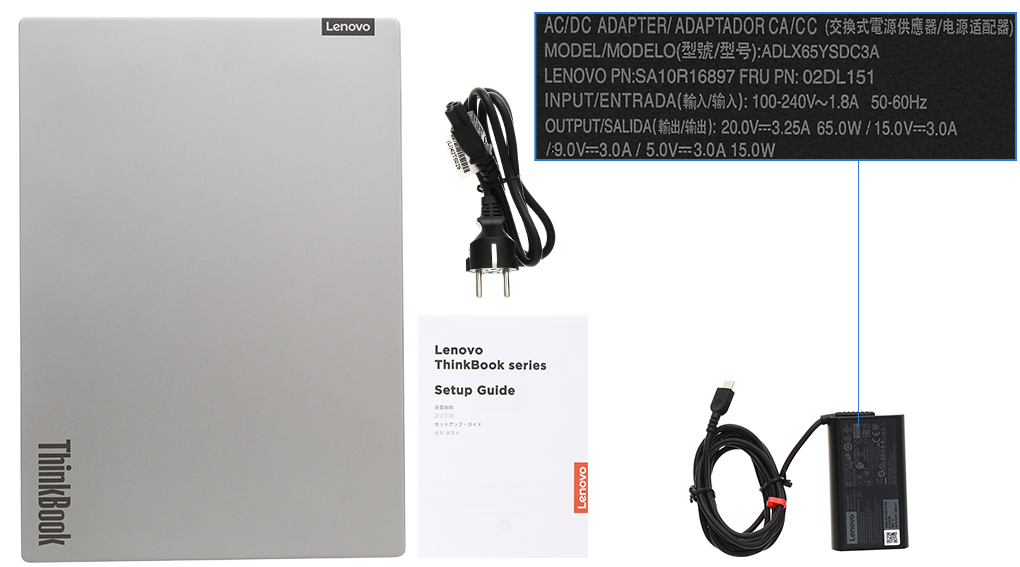 Bộ sản phẩm gồm: Dây nguồn, Sách hướng dẫn, Thùng máy, Sạc Laptop Lenovo