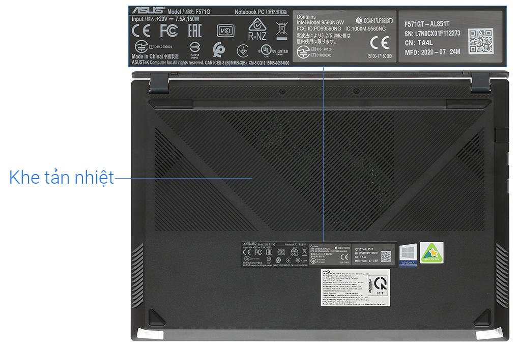 Laptop Asus VivoBook Gaming F571GT i5 9300H/8GB/32GB+512GB/120Hz/4GB GTX1650/Win10 (AL851T) Màu Đen