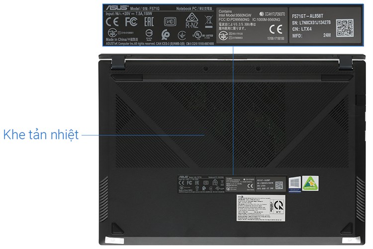 Laptop Asus VivoBook Gaming F571GT i7 9750H/8GB/512GB/120Hz/4GB GTX1650/Win10 (AL858T) Màu Đen