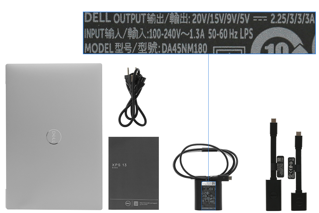 Bộ sản phẩm gồm: Dây nguồn, Sách hướng dẫn ( Type C to HDMI ) , Thùng máy, Cáp ( 2 dây:Type C to USB ) , Sạc Laptop Dell