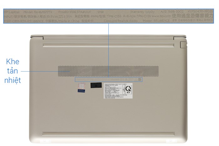 Laptop HP 15s du1077TX i7 10510U/8GB/512GB/2GB MX130/Win10 (1R8E3PA) Màu Vàng