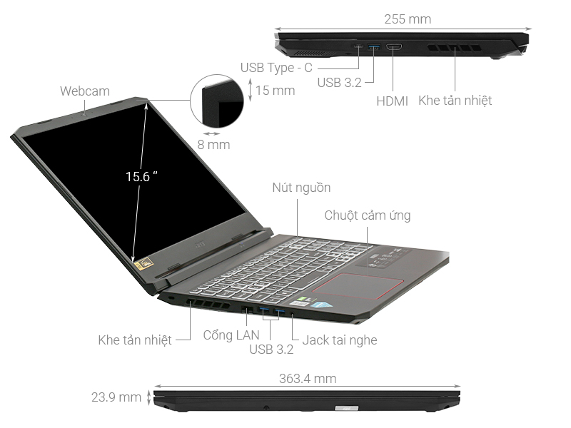 Acer Nitro AN515 55 5923 i5 10300H/8GB/512GB/144Hz/4GB 1650Ti/Win10 (NH.Q7NSV.004)