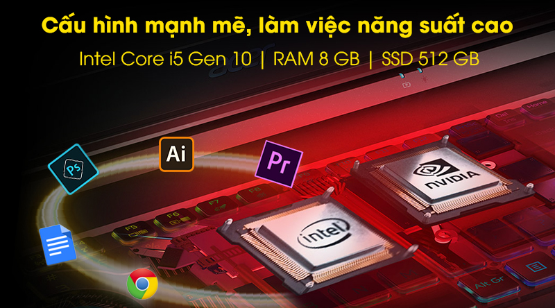 Laptop Acer Nitro AN515 55 5923 i5 10300H/8GB/512GB/144Hz/4GB 1650Ti/Win10 (NH.Q7NSV.004)