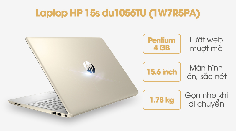 Laptop HP 15s du1056TU 1W7R5PA - Tặng túi chống sốc