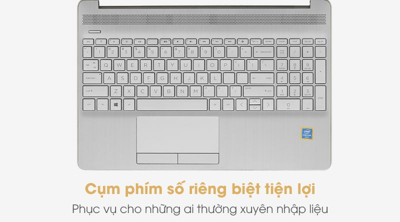 Bàn phím của laptop HP 15s du1056TU 6405U (1W7R5PA) được trang bị thêm cụm phím số 