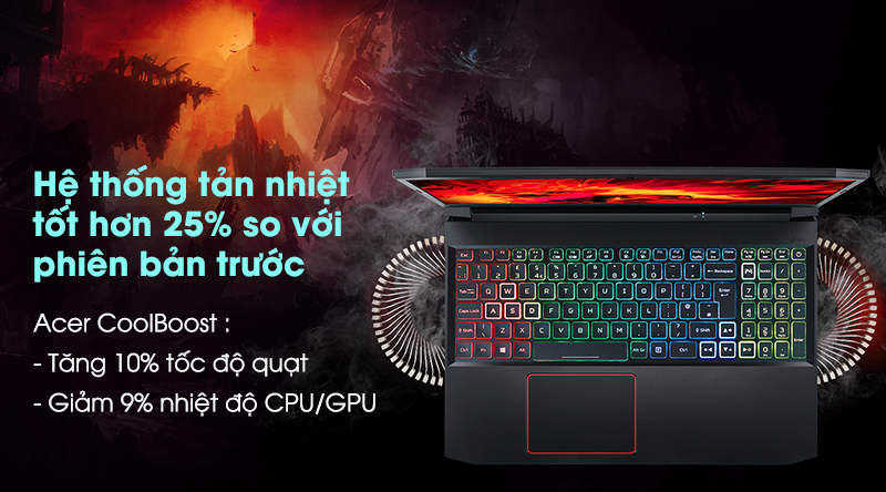 Laptop Acer Nitro 5 AN515 55 70AX i7 10750H/8GB/512GB/4GB GTX1650Ti/Win10 (NH.Q7NSV.001)