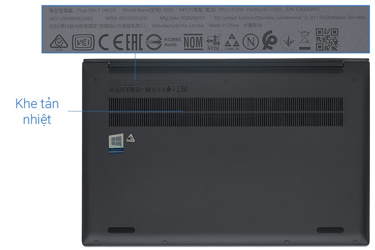 Laptop Lenovo Yoga Slim 7 14IIL05 i5 1035G4/8GB/512GB/Win10 (82A1007UVN) Màu Xám