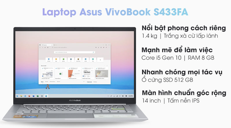 Laptop Asus VivoBook S433FA i5 10210U/8GB/512GB/Win10 (EB052T)