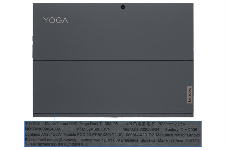Laptop Lenovo Yoga Duet 7 13IML05 i5 10210U/8GB/512GB/Touch/Pen/Win10 (82AS007BVN) Màu Xám
