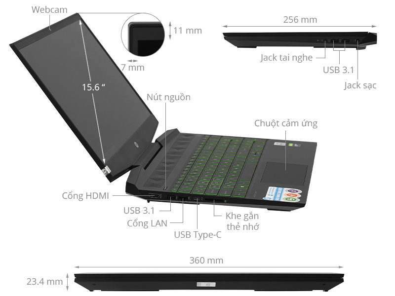 HP Palivion Gaming 15 dk1074TX i7 10750H/8GB/512GB/4GB GTX1650/Win10 (1K3U8PA)