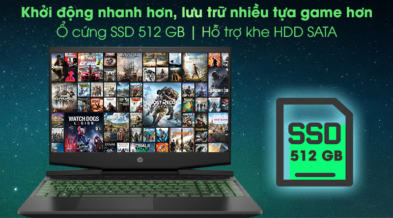 Laptop HP Palivion Gaming 15 dk1074TX i7 10750H/8GB/512GB/4GB GTX1650/Win10 (1K3U8PA)