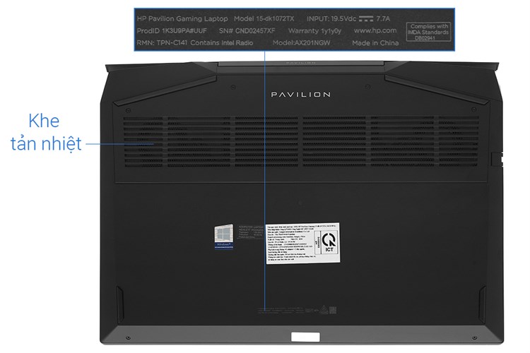 Laptop HP Palivion Gaming 15 dk1074TX i7 10750H/8GB/512GB/4GB GTX1650/Win10 (1K3U8PA) Màu Đen