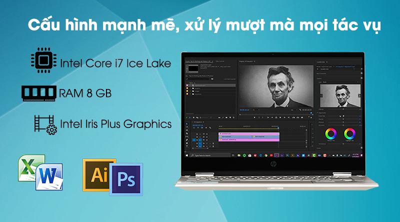 Laptop HP Pavilion x360 14 dw0063TU i7 1065G7/8GB/512GGB/Touch/Pen/Office 2019/Win10 (19D54PA)