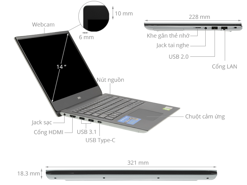 Dell Vostro 5490 i7 10510U (70223128) - Chính hãng, trả góp