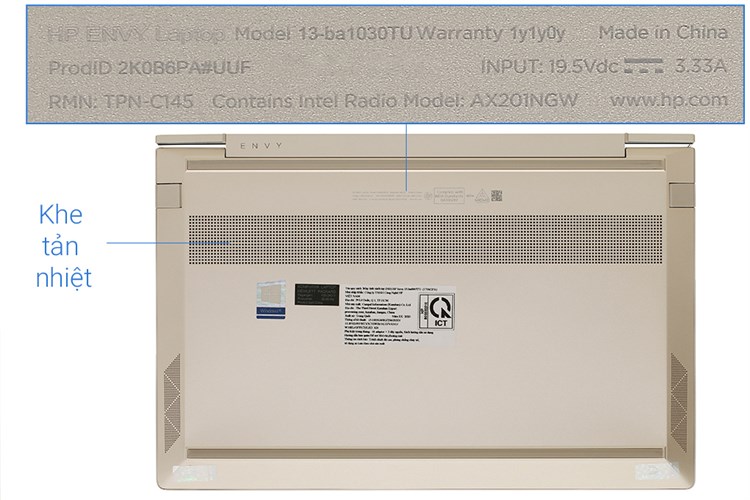 Laptop HP Envy 13 ba1030TU i7 1165G7/8GB/512GB/Office H&S2019/Win10 (2K0B6PA) Màu Vàng