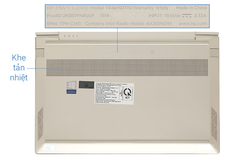 Laptop HP Envy 13 ba1031TU i7 1165G7/16GB/1TB SSD/Office H&S2019/Win10 (2K0B7PA) Màu Vàng