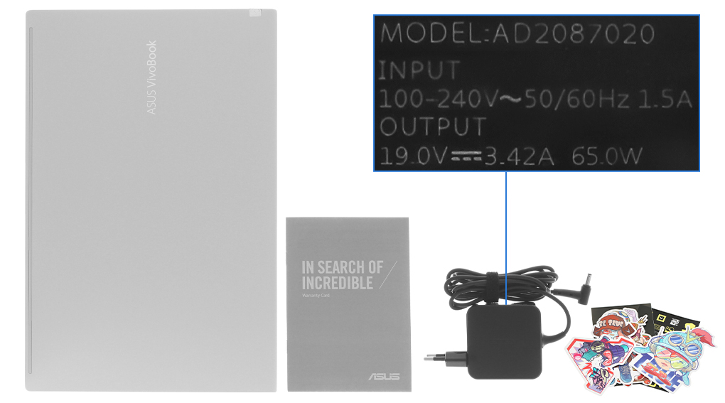 Bộ sản phẩm gồm: Sách hướng dẫn, Thùng máy, Sạc Laptop Asus