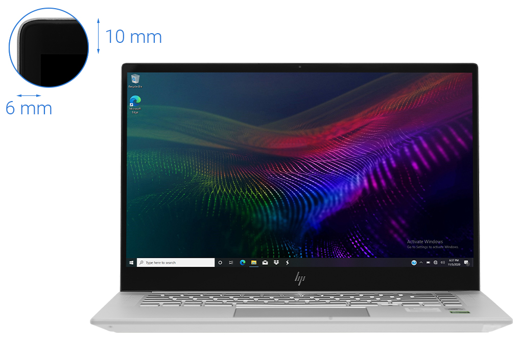 Laptop HP Envy 15 ep0145TX i7 10750H/16GB/1TB SSD/6GB GTX 1660Ti Max-Q/Office H&S2019/Touch/Win10 (231V7PA) Màu Bạc