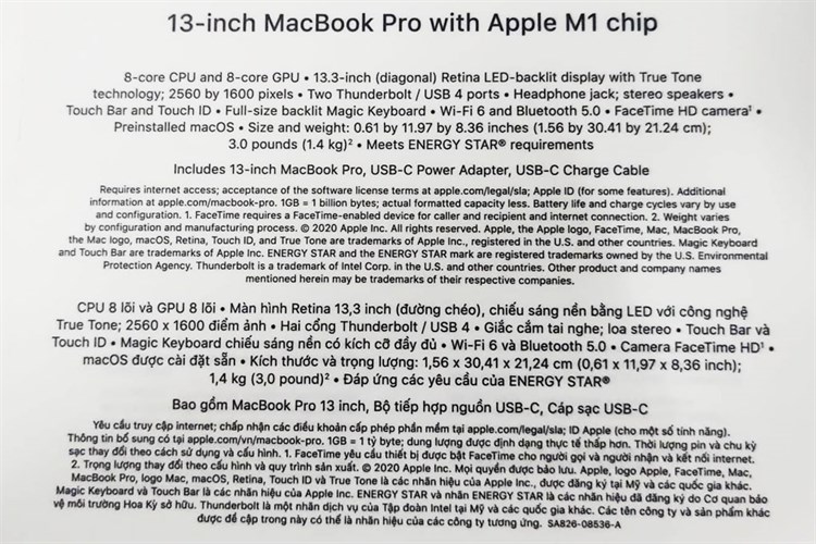 Laptop Apple MacBook Pro M1 2020 8GB/512GB (MYD92SA/A) Màu Xám