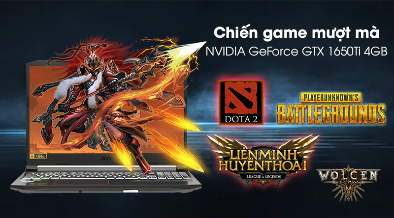 Laptop Acer Nitro 5 Gaming A515 55 72R2 i7 10870H/8GB/512GB/144Hz/4GB GTX1650Ti/Win10 (NH.Q7NSV.005)