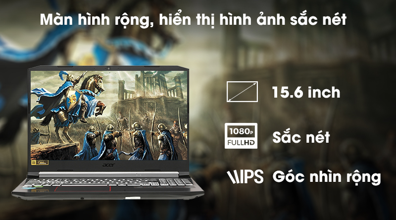 Laptop Acer Nitro 5 Gaming A515 55 72R2 i7 10870H/8GB/512GB/144Hz/4GB GTX1650Ti/Win10 (NH.Q7NSV.005)