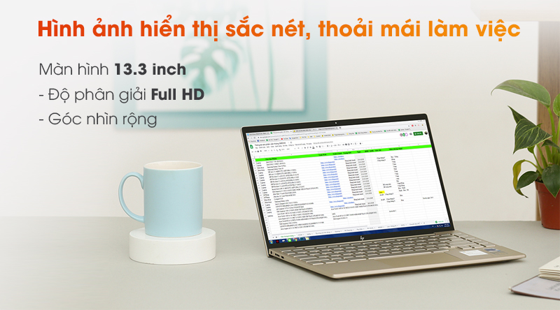 HP Envy 13 sở hữu màn hình 13.3 inch Full HD 