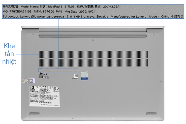 Laptop Lenovo IdeaPad Slim 5 15ITL05 i5 1135G7/8GB/512GB/Win10 (82FG001PVN) Màu Xám