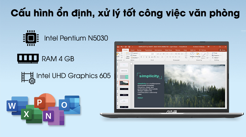 Laptop Asus VivoBook X515MA N5030/4GB/512GB/Win10 (EJ120T)