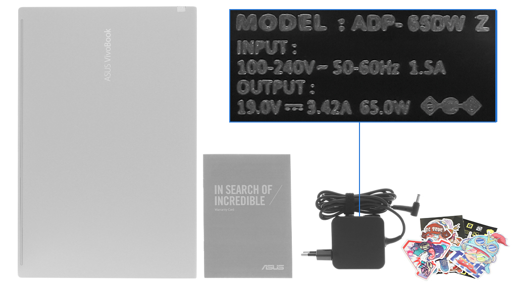 Bộ sản phẩm gồm: Sách hướng dẫn, Thùng máy, Sạc Laptop Asus