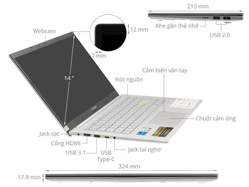 Asus VivoBook A415EA i5 1135G7/8GB/32GB+512GB/Win10 (EB355T)
